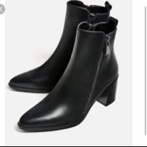 Zara Black Ankle Double Zip Booties